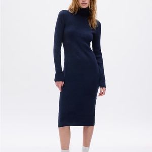 NEW! NWT Ribbed Turtleneck Midi Sweater Dress Size S from the Gap. Navy blue